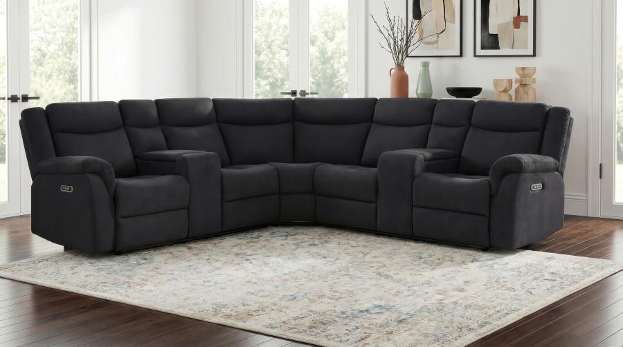 Hagen Upholstered Steel Grey Power Sectional