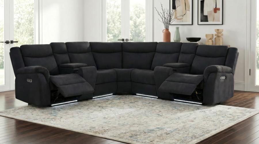 Hagen Upholstered Steel Grey Power Sectional