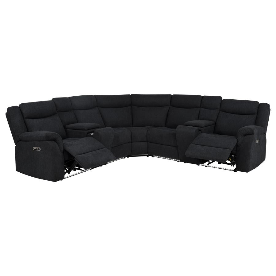 Hagen Upholstered Steel Grey Power Sectional