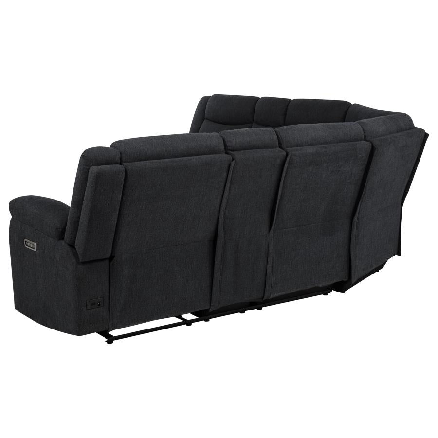 Hagen Upholstered Steel Grey Power Sectional