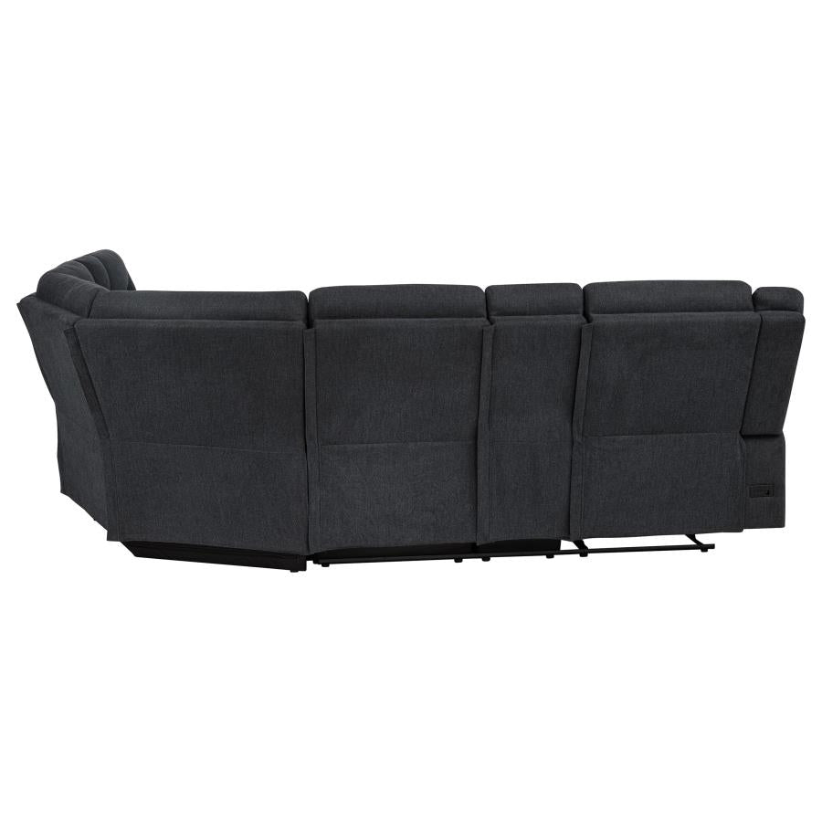 Hagen Upholstered Steel Grey Power Sectional
