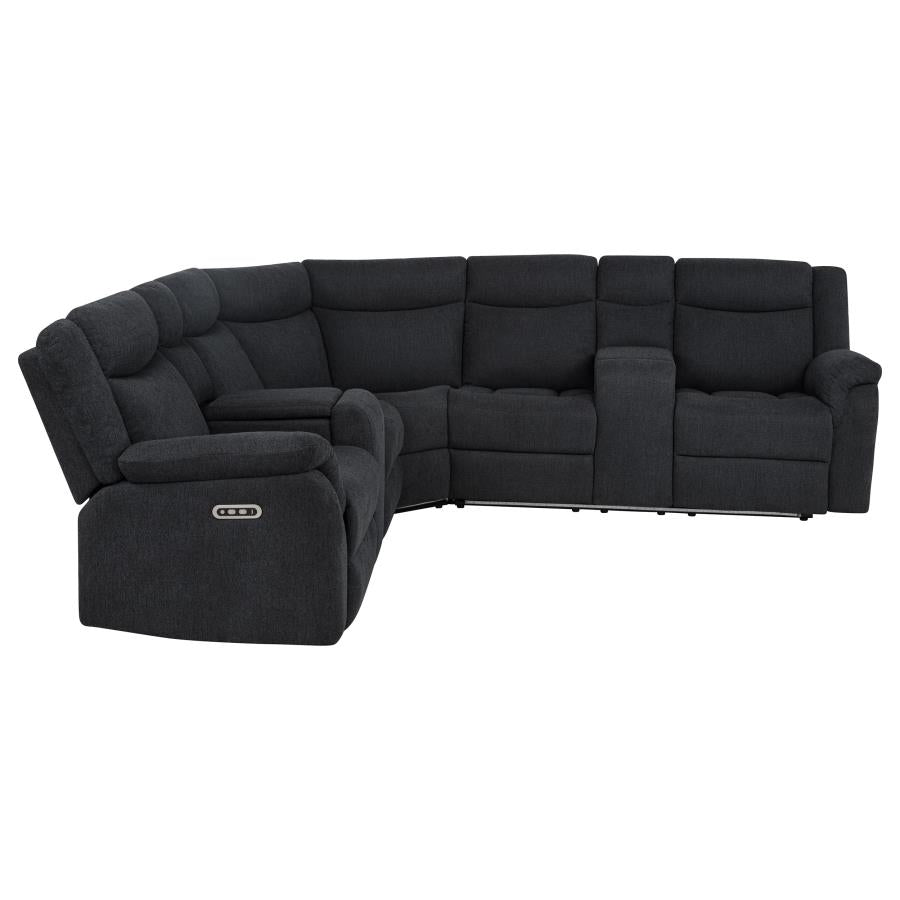 Hagen Upholstered Steel Grey Power Sectional