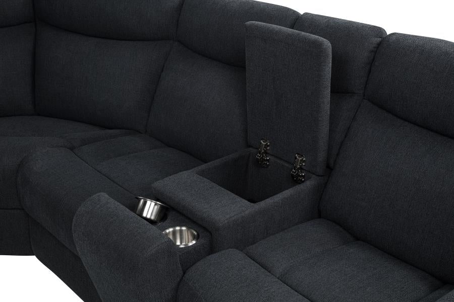 Hagen Upholstered Steel Grey Power Sectional