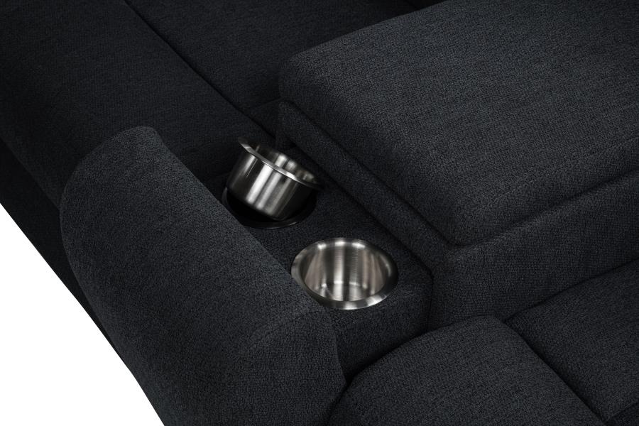 Hagen Upholstered Steel Grey Power Sectional