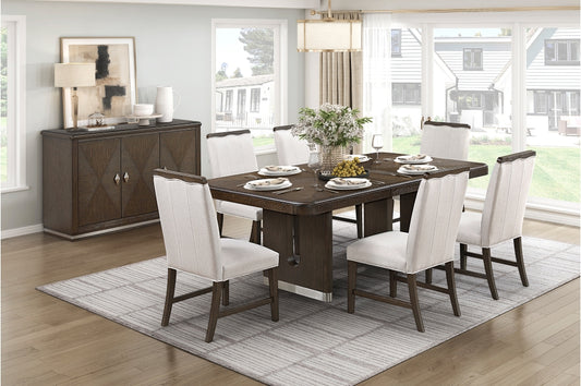 Clara 7 Pc Expandable Brown Dining Collection