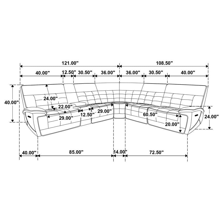 Hewitt Dual Power Black 3 Pc Sectional