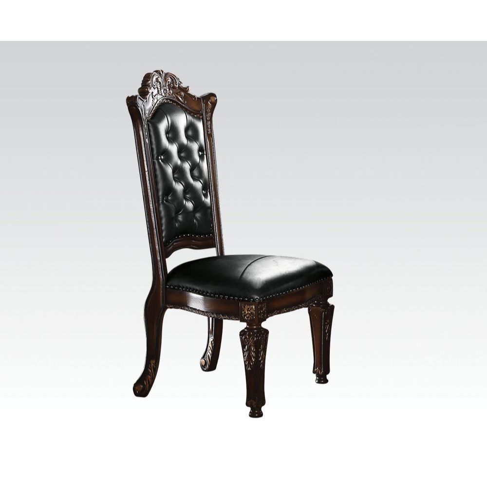 Colección de mesa de comedor redonda de vidrio Vendome - PU Cherry