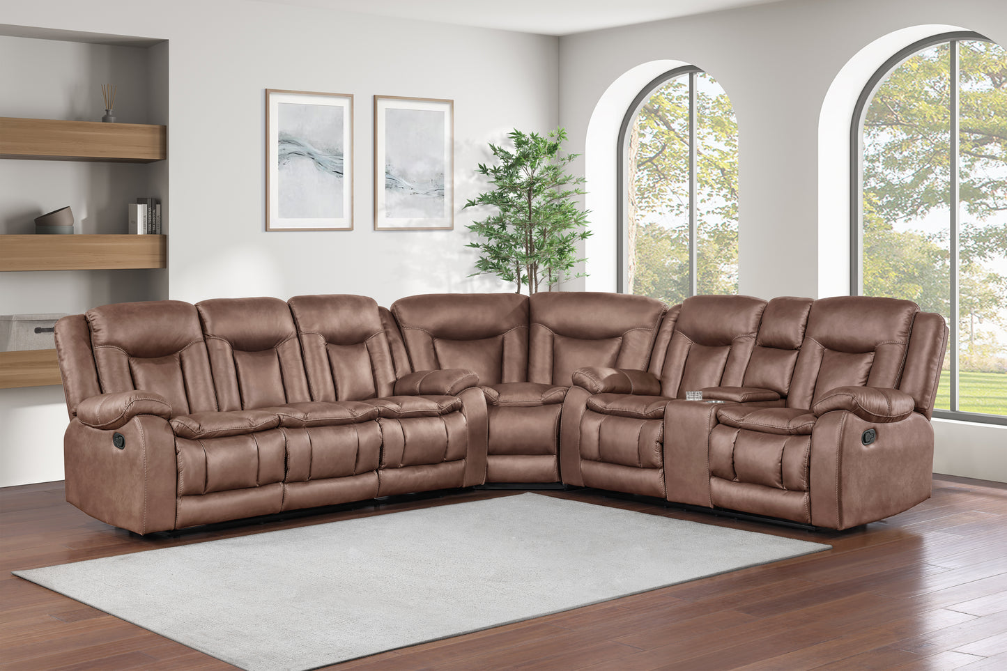 Morello 3 Pc Brown Power Sectional by New Classic