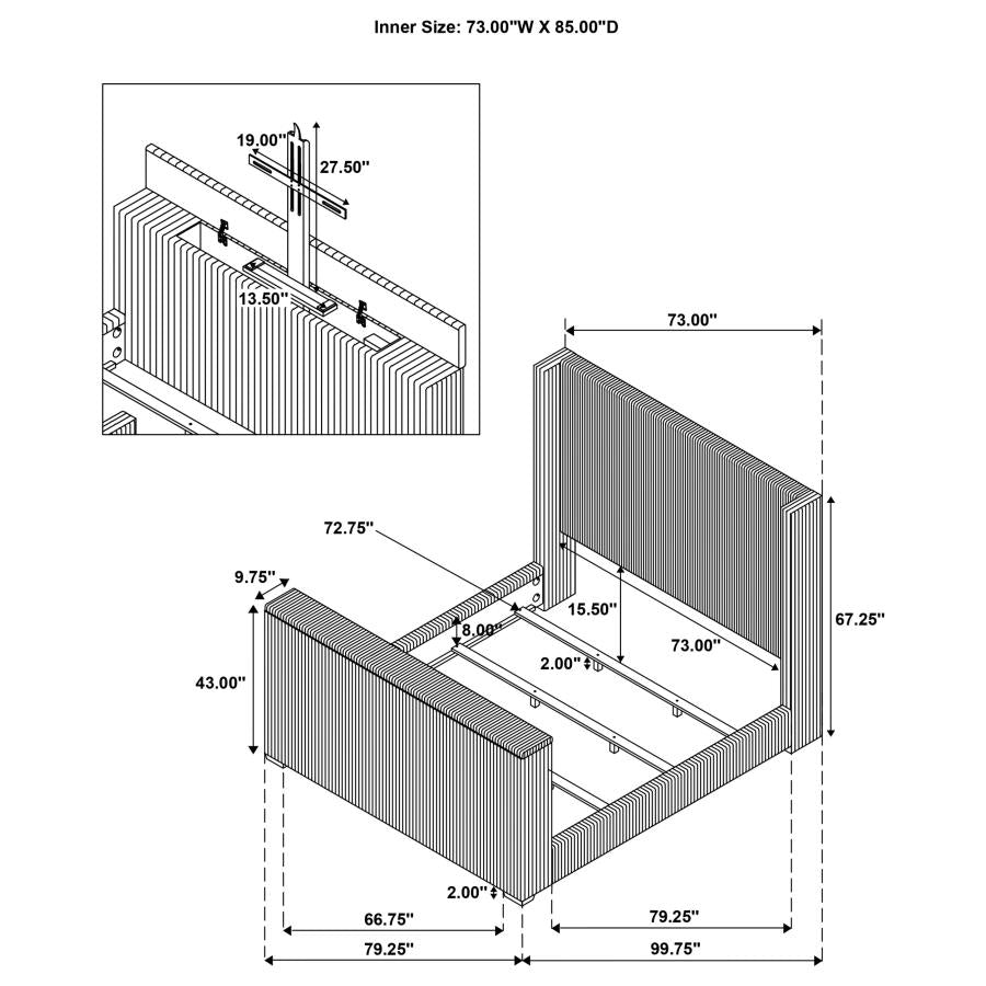 Centergrove Upholstered California King TV Bed