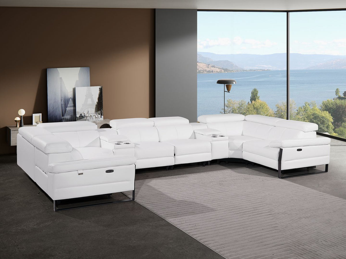 1246 DivanItalia 8 Pc U-Shaped Modular Power Sectional - 7 Colors