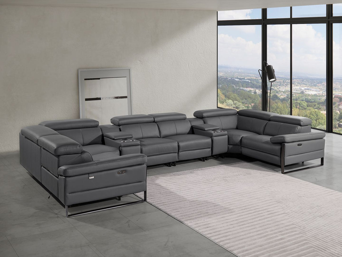 1246 DivanItalia 8 Pc U-Shaped Modular Power Sectional - 7 Colors