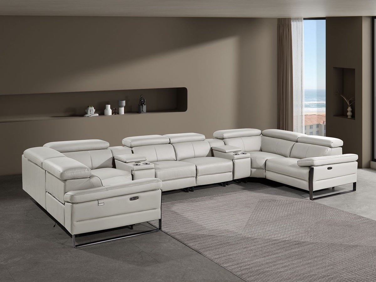 1246 DivanItalia 8 Pc U-Shaped Modular Power Sectional - 7 Colors