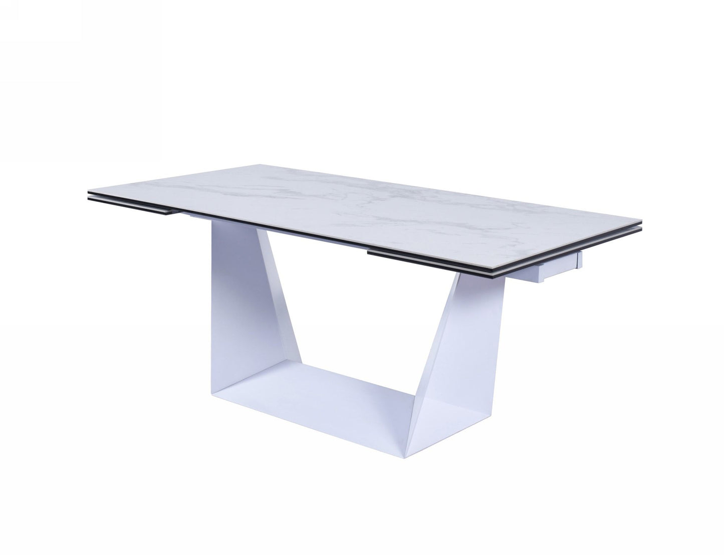 Modrest Baldwin White Ceramic Extendable Dining Table
