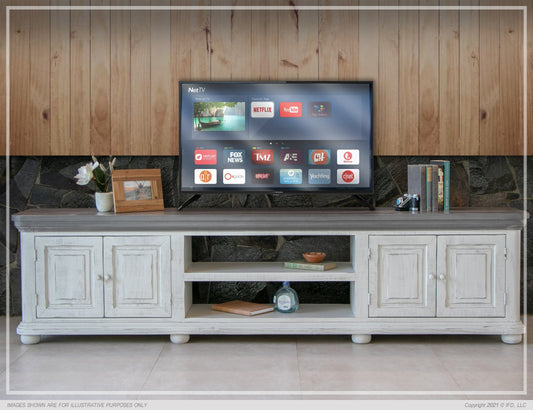 Luna 93" TV Stand Solid Pine Construction