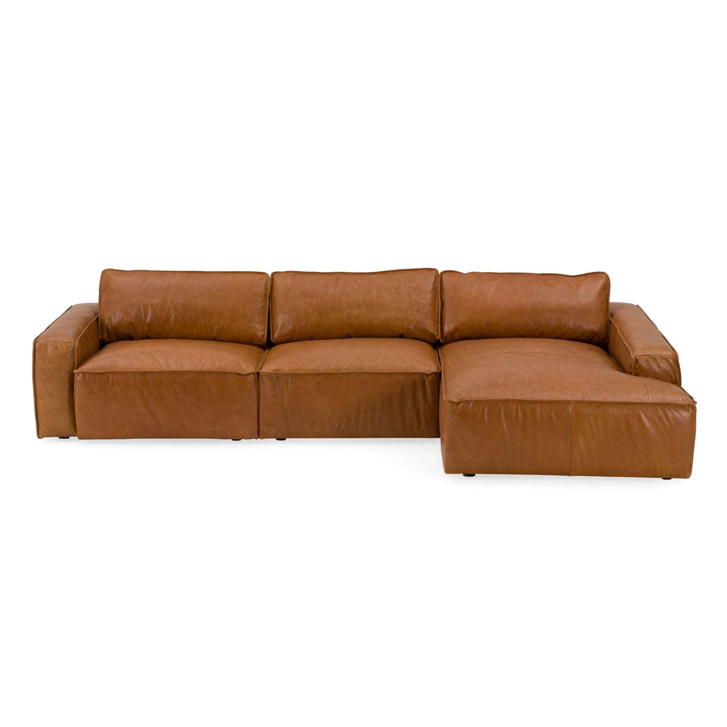 Cambria Modern RAF Cognac Leather Sectional