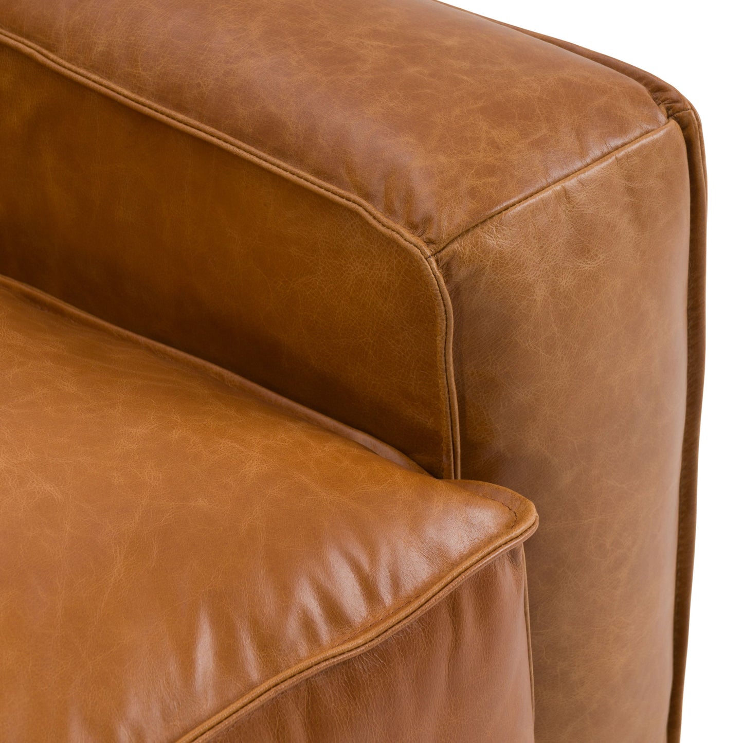 Cambria Modern RAF Cognac Leather Sectional