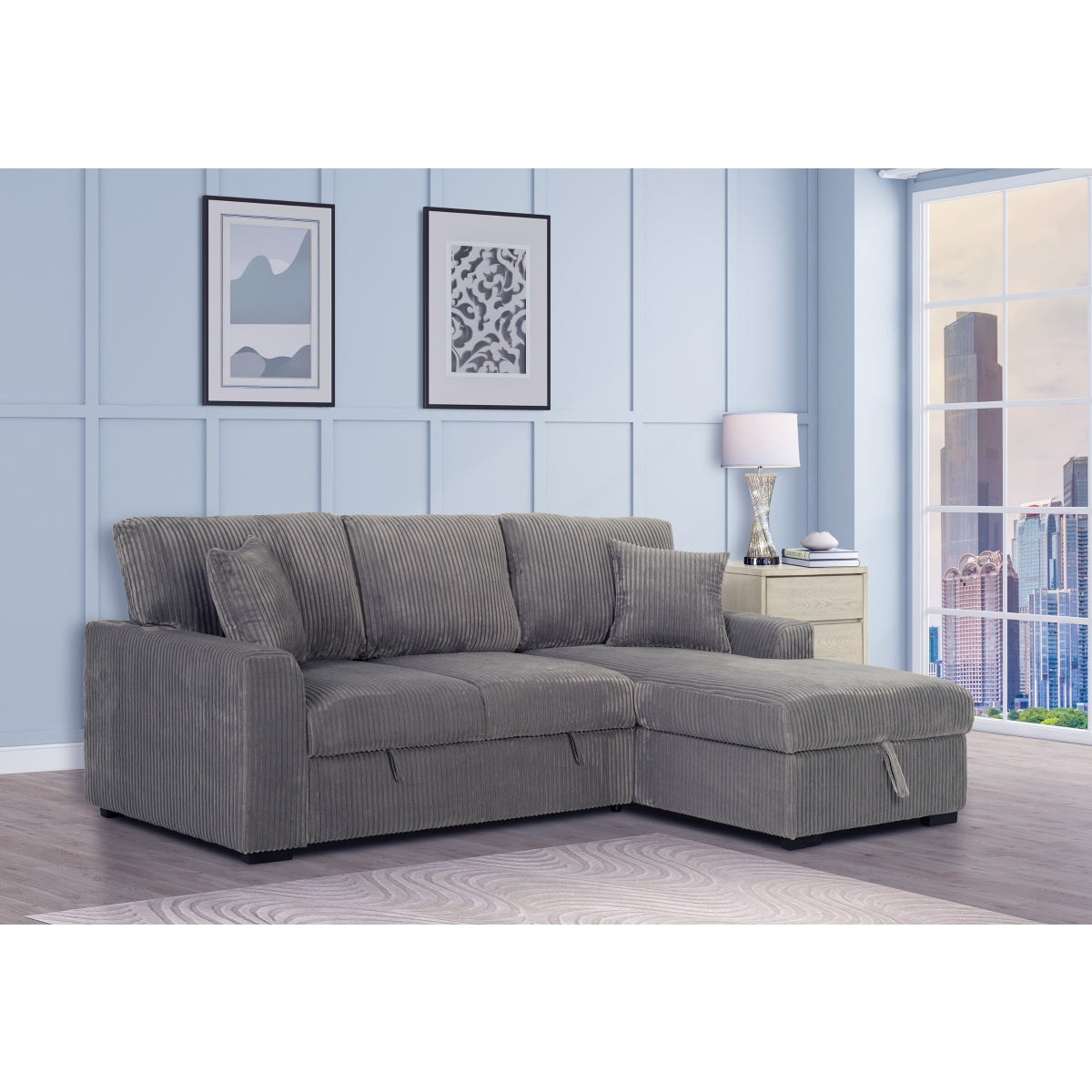 Pull Out Sectional Sleeper + Storage - 5 Colors