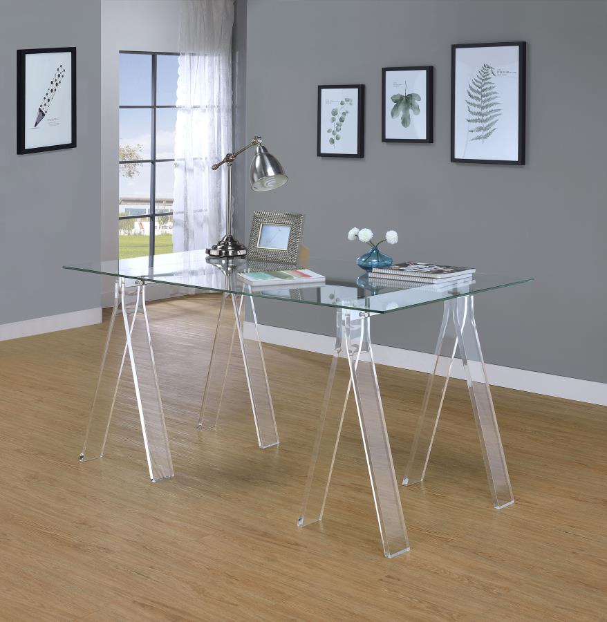 Amaturo Modern Writing Desk - Clear Acrylic & Glass