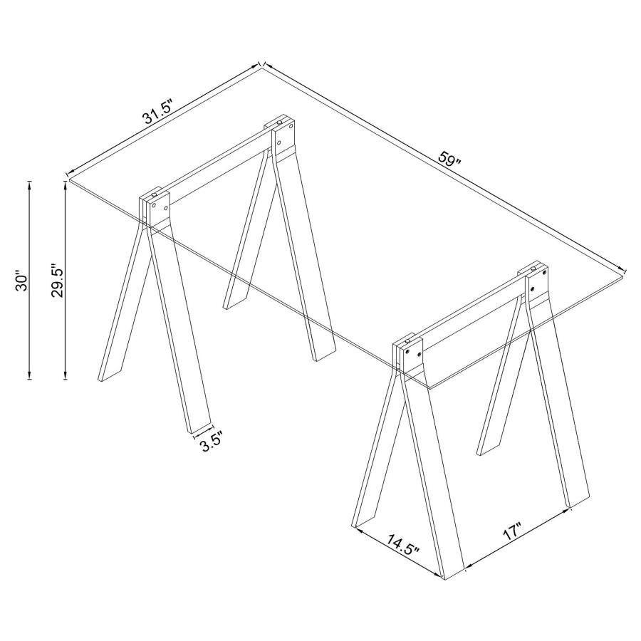 Amaturo Modern Writing Desk - Clear Acrylic & Glass