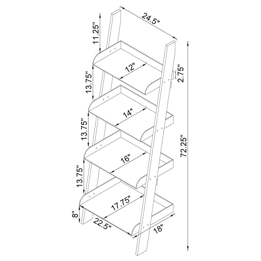 Amaturo Clear 4 Shelf Ladder Bookcase