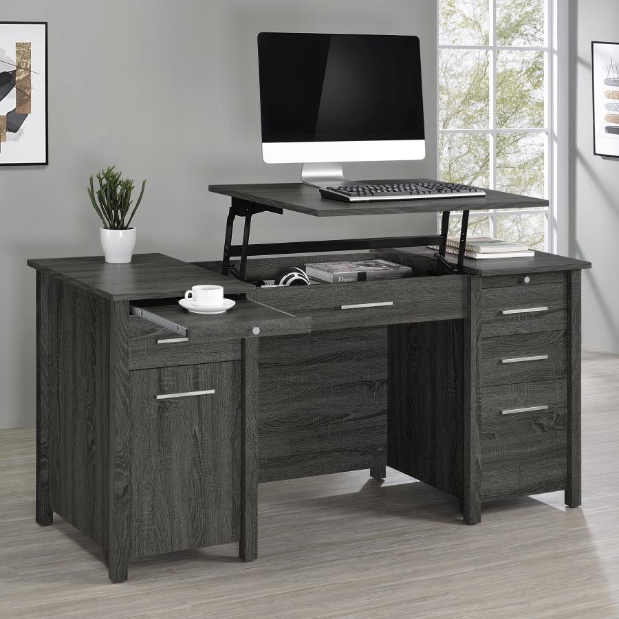 Dylan Lift Top Office Desk - Weathered Grey Finish