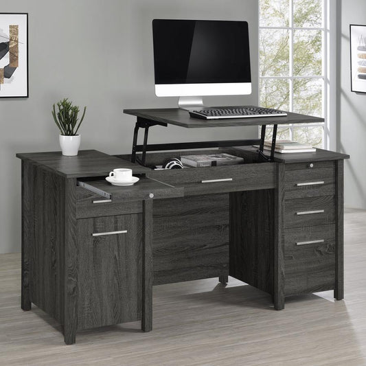 Dylan Lift Top Office Desk - Weathered Grey Finish