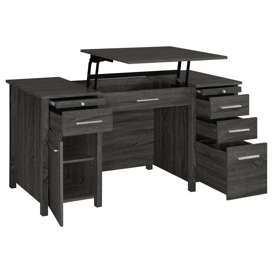 Dylan Lift Top Office Desk - Weathered Grey Finish