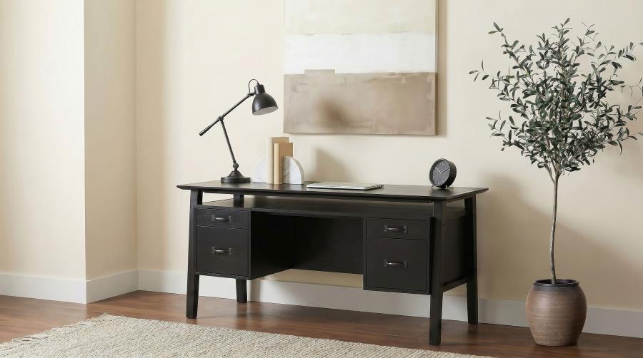 Goodson Double Pedestal Black Computer Desk