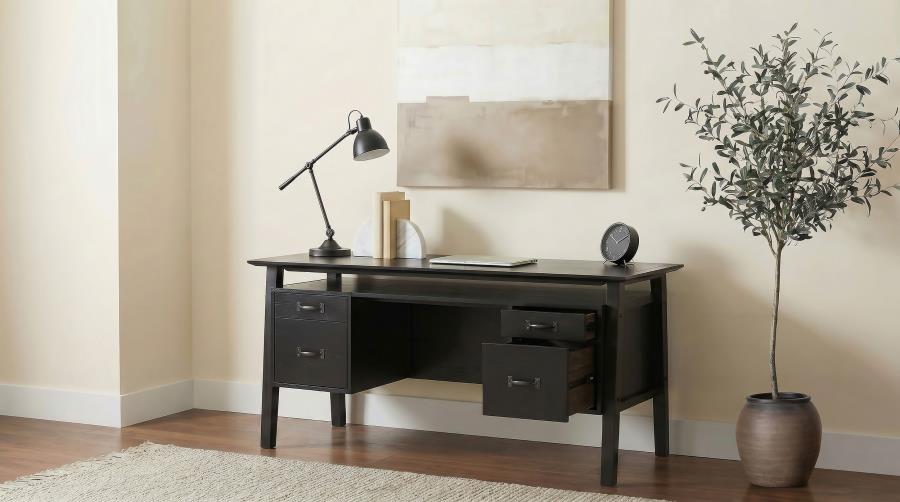 Goodson Double Pedestal Black Computer Desk
