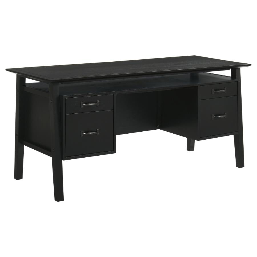 Goodson Double Pedestal Black Computer Desk