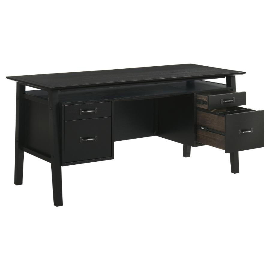 Goodson Double Pedestal Black Computer Desk