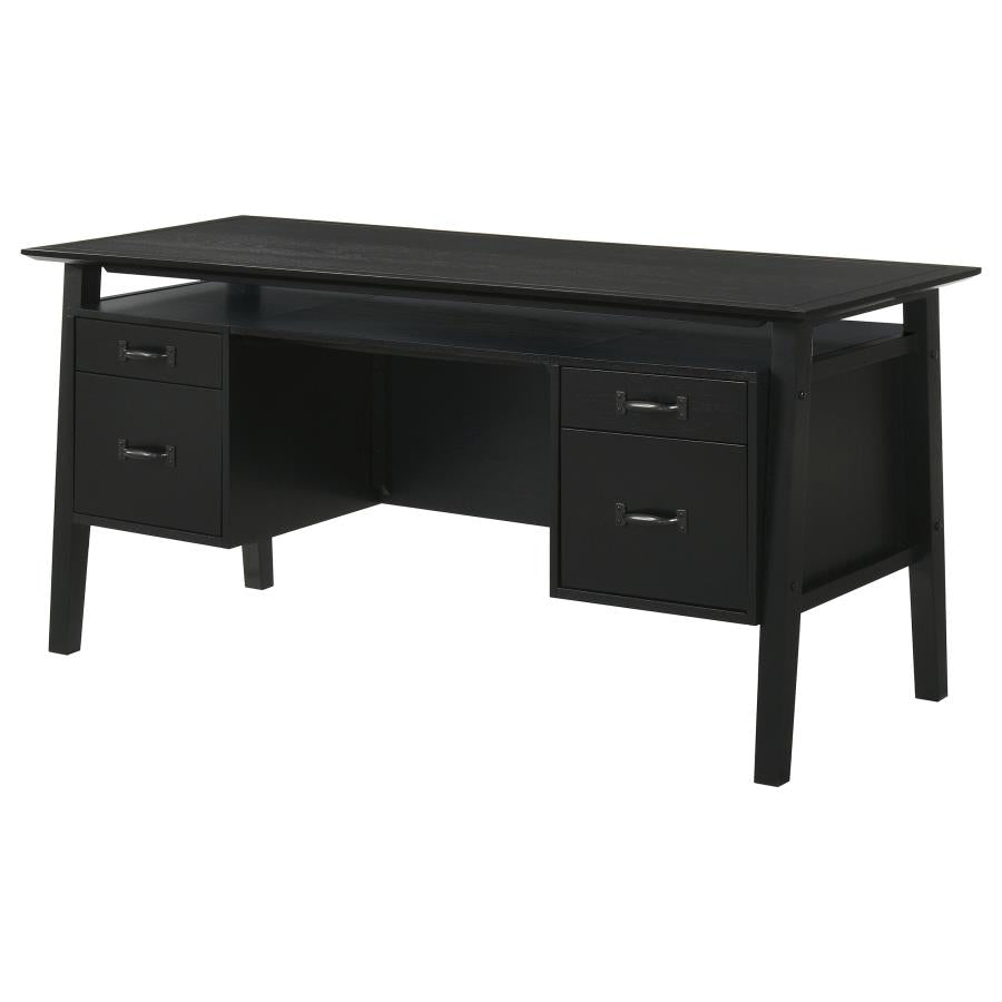 Goodson Double Pedestal Black Computer Desk