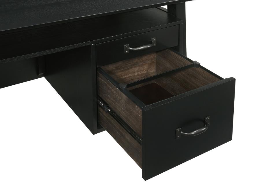 Goodson Double Pedestal Black Computer Desk