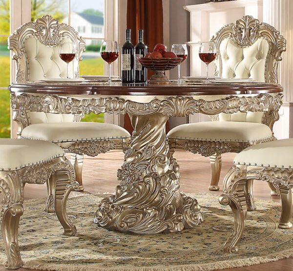 Homey Design HD-8017 Round Dining Collection - Old World Elegance