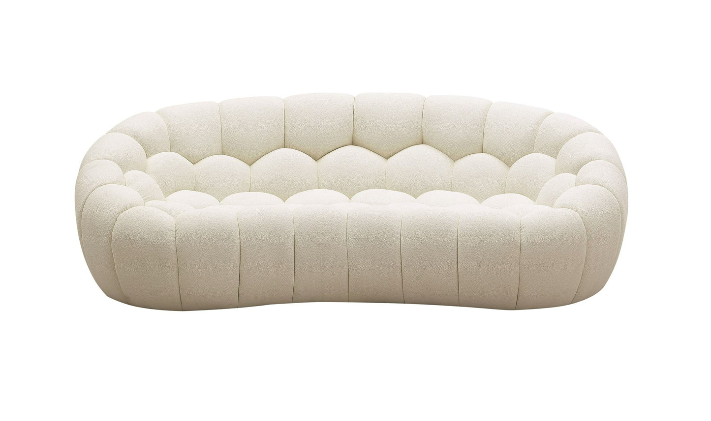 Yolonda Modern Curved Off-White Loveseat
