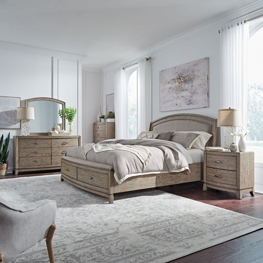 Avalon 4 Pc Burnishing Beige Bedroom Set - King Bed