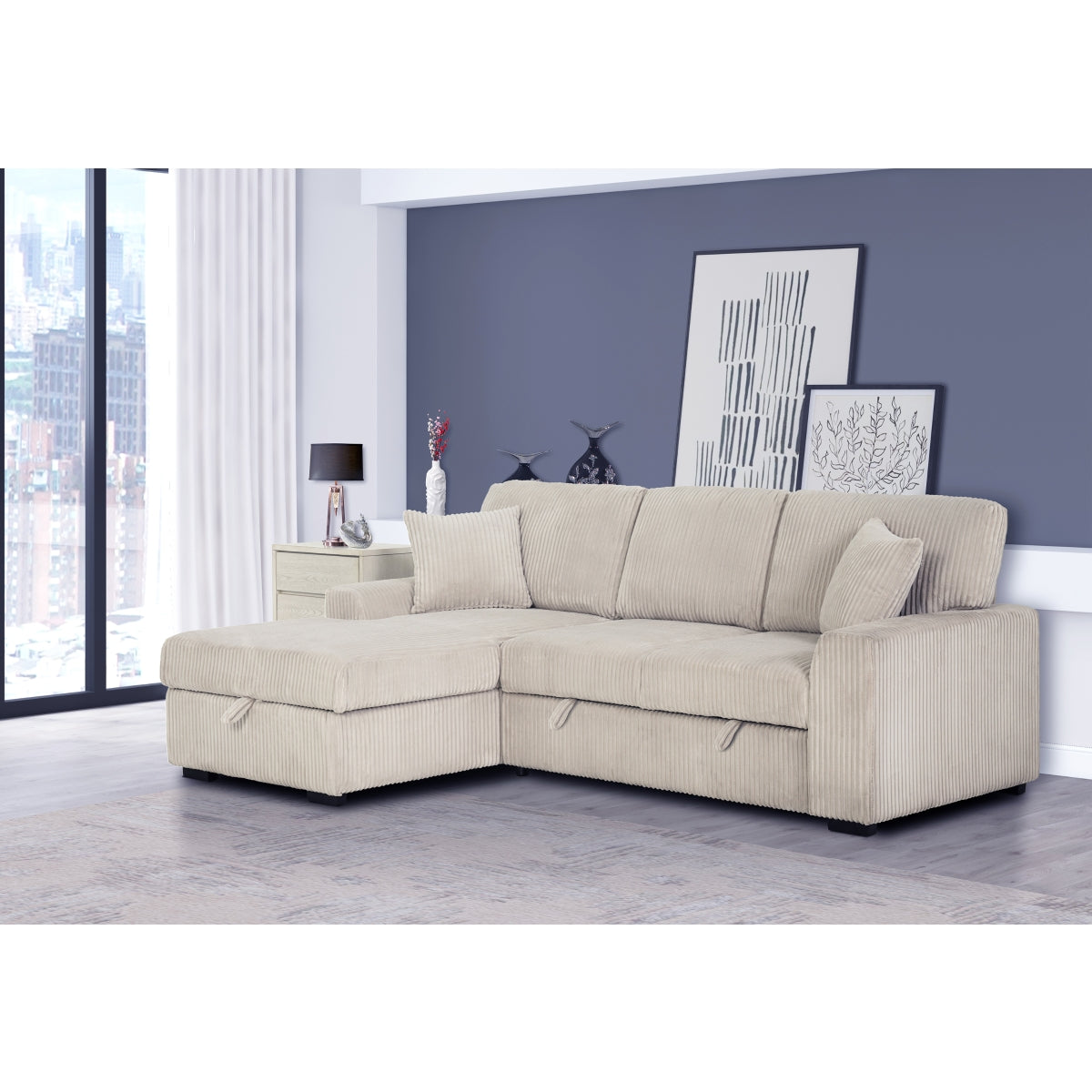 Sectional Sofa Sleeper + Storage - 5 Colors