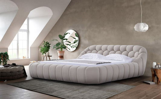 Divani Casa Yolonda - Modern Beige Fabric Bed