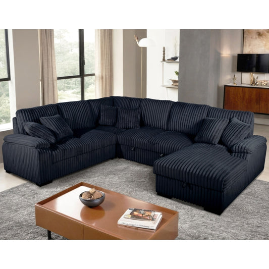 8224 Black U-Shape Sectional