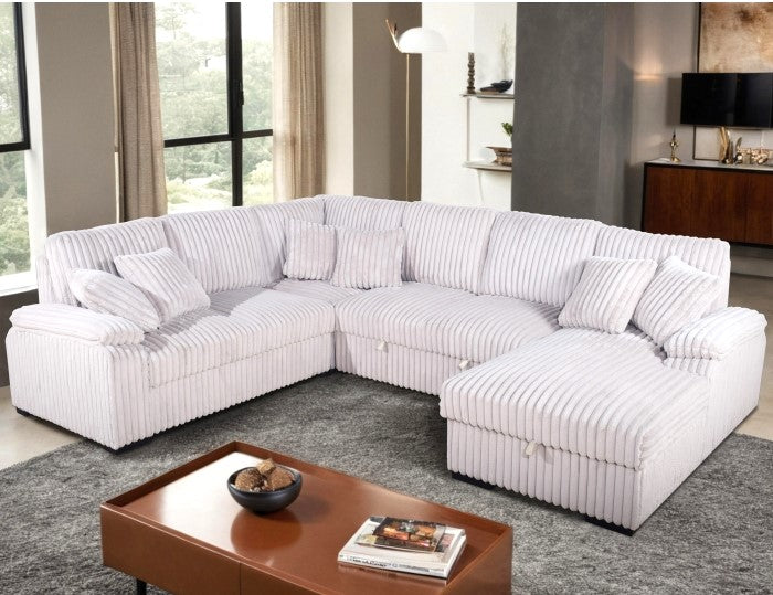 8226 Fabric U-Shape Pull Out Sectional - 4 Colors