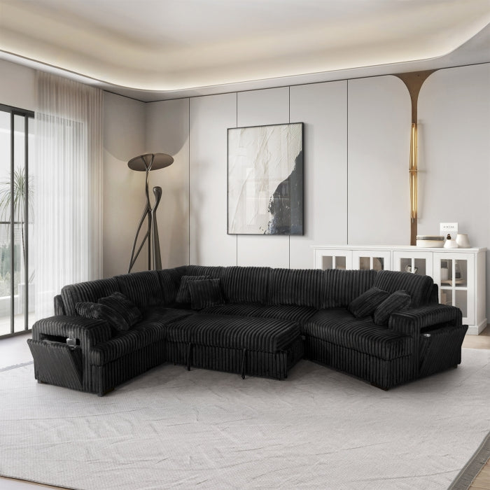 8239 Black Corduroy Modular Sectional