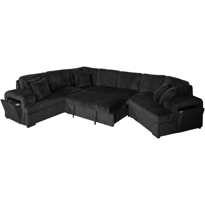 8239 Black Corduroy Modular Sectional