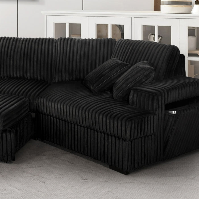 8239 Black Corduroy Modular Sectional