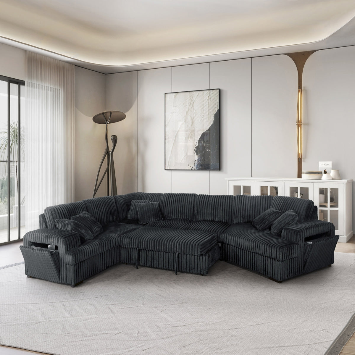 8342 Corduroy 4 Pc Sectional - 4 Colors