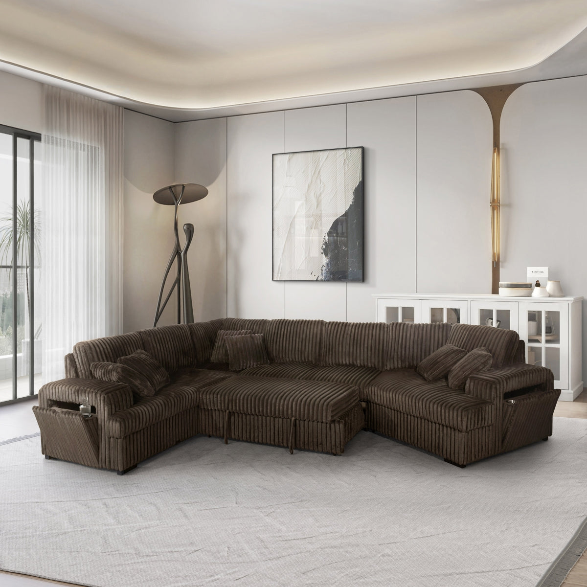 8342 Corduroy 4 Pc Sectional - 4 Colors