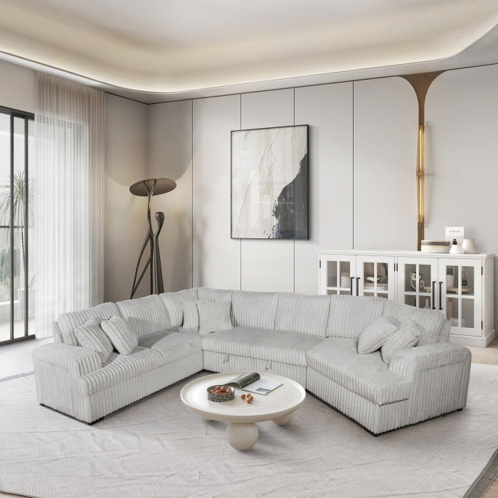 8342 Corduroy 4 Pc Sectional - 4 Colors