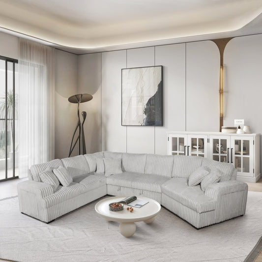 8342 Corduroy 4 Pc Sectional - 4 Colors