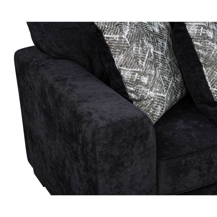 8256 Black Chenille 4 Pc Sectional