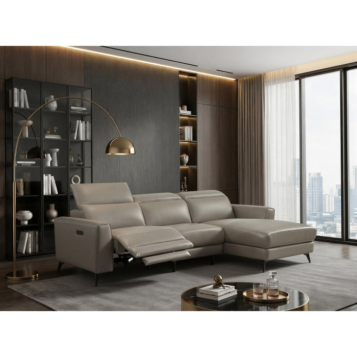 Milton Greens Genuine Leather RHF Chaise Sectional