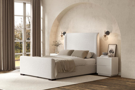 Adele Oatmeal Color Platform Bed - 4 Sizes